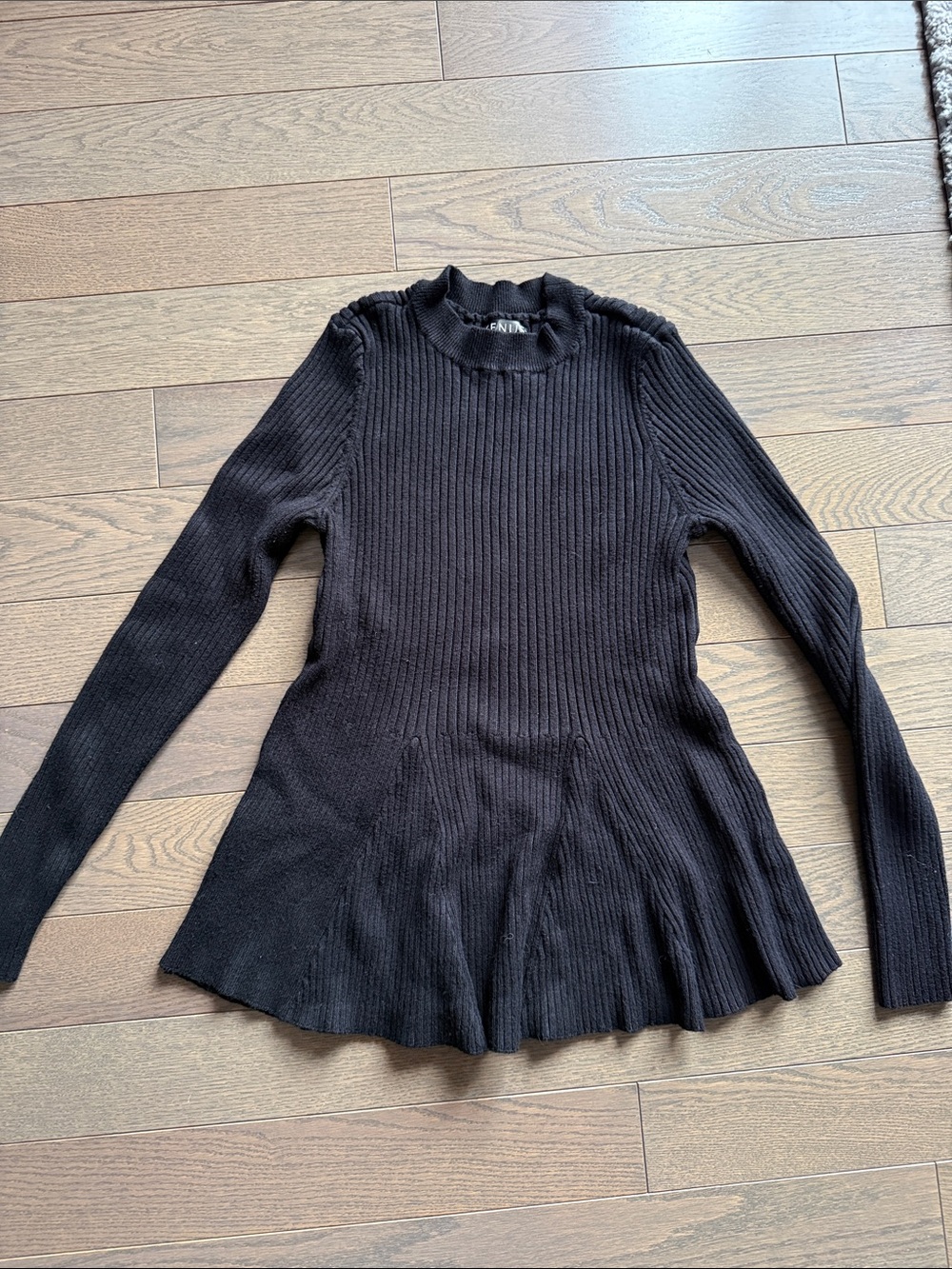 VENUS Black Ribbed Scoop Neck Sweater